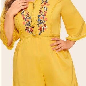 Yellow Embroidery romper